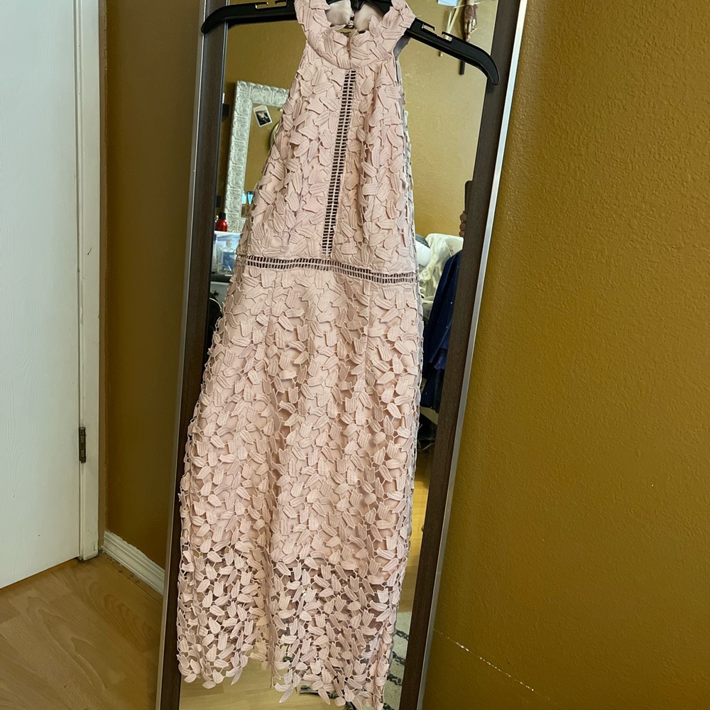 Bardot Pink Halter Wedding Dress
